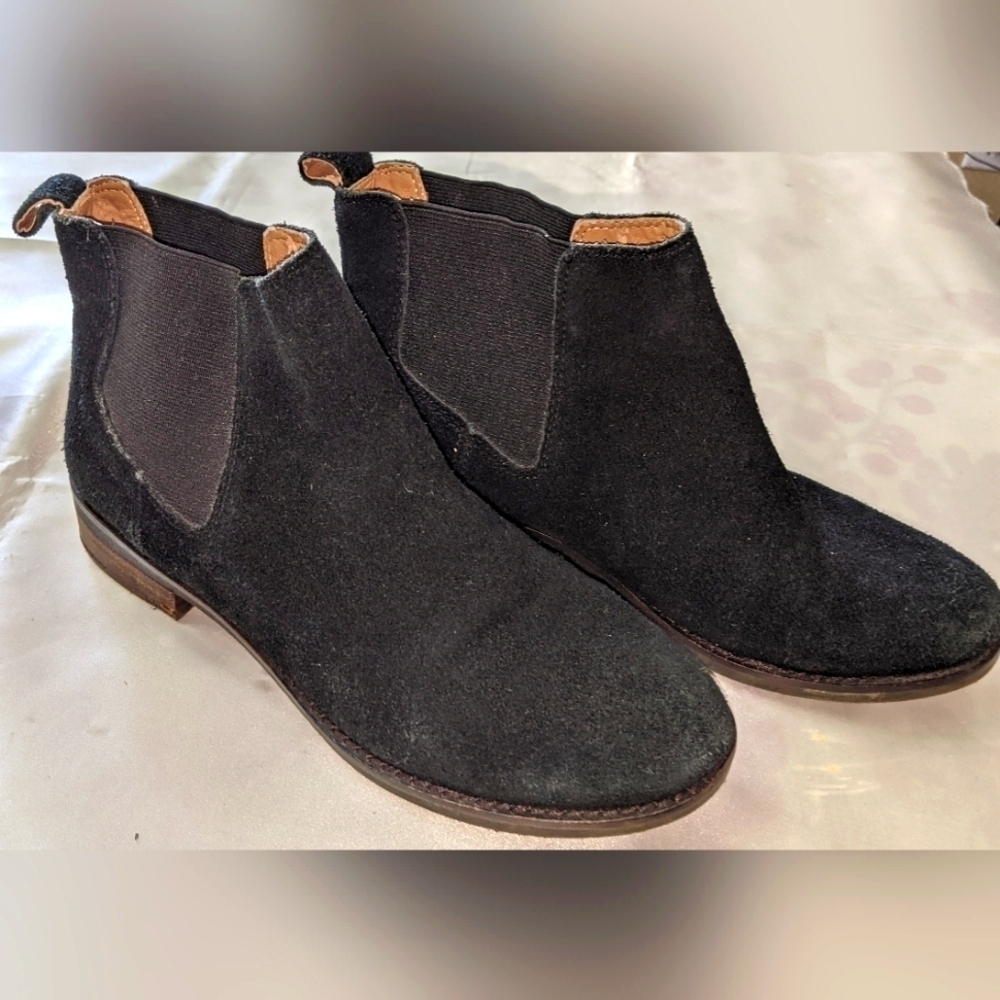 Lucky Brand Noahh Womens Chelsea Ankle Boots Size 6M Black Suede Pull On Booties